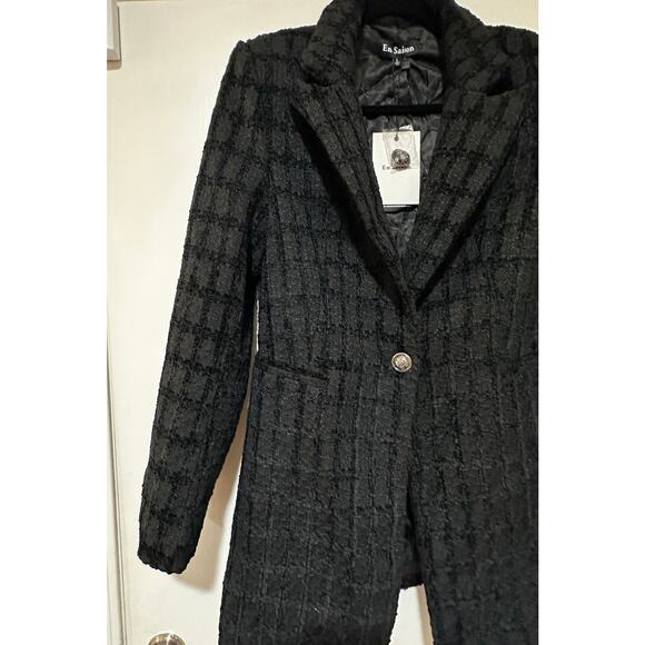 En Saison Melbrooke Tweed Single-Breasted Blazer Black Sz Large Runs Small NWT - Picture 5 of 16